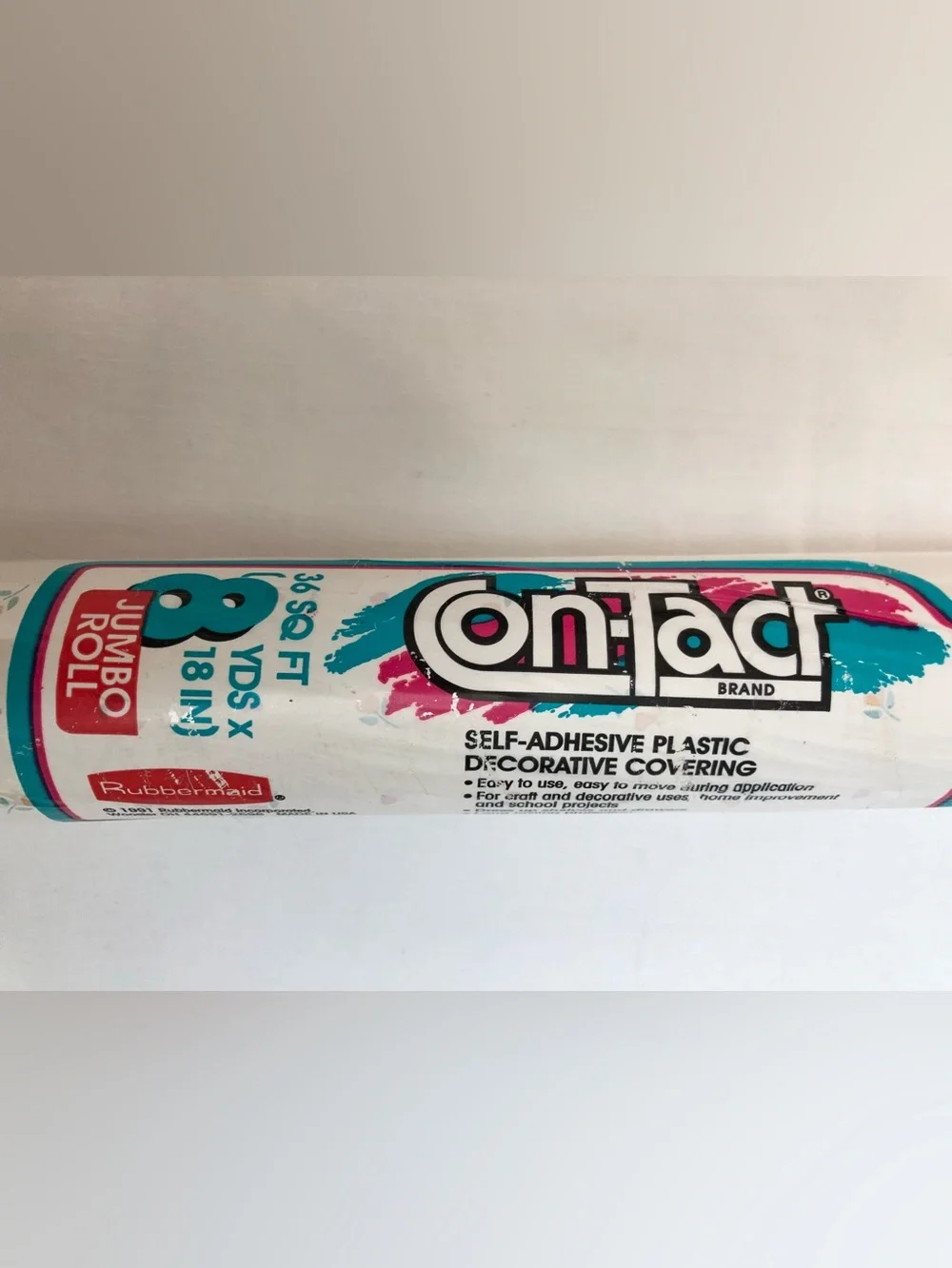 Vtg 1989 Sealed Petite Floral Con-Tact Shelf Drawer Adhesive Jumbo 8 Yard Roll